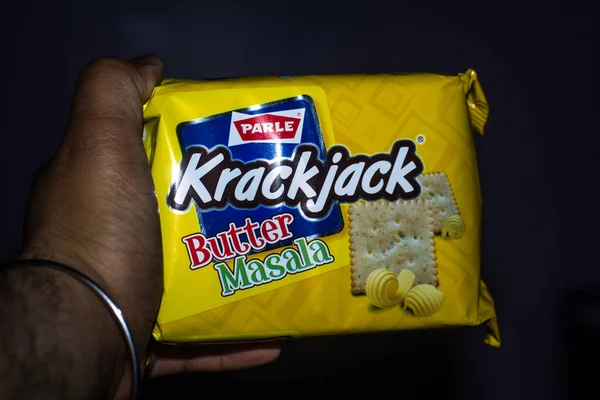 Delhi Indie Maj 2020 Parle Krackjack Herbatniki Słodkie Słone Herbatniki — Zdjęcie stockowe
