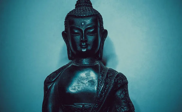Close Rosto Buda Escultura — Fotografia de Stock