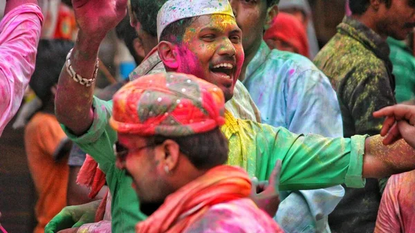 Delhi India August 2020 Devotees Dancing Bid Adieu Lord Ganesha — Stock Photo, Image