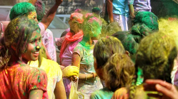 Delhi Indien August 2020 Gläubige Tanzen Während Ganesh Visarjan Sich — Stockfoto