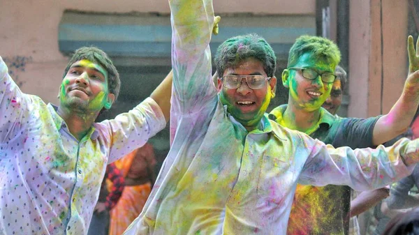 Delhi India August 2020 Devotees Dancing Bid Adieu Lord Ganesha — Stock Photo, Image