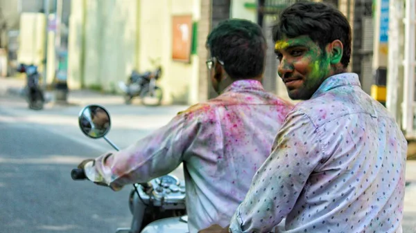 Delhi Indien August 2020 Mit Farben Beschmiertes Gesicht Bei Ganesh — Stockfoto