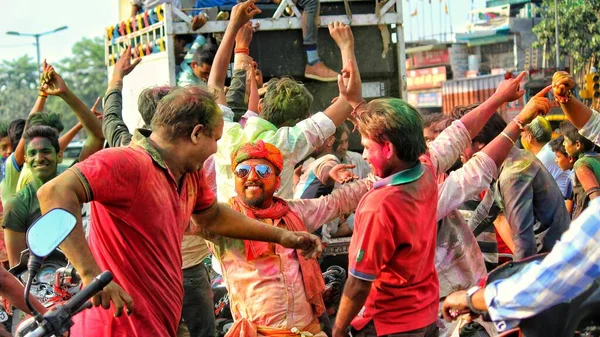 Delhi India August 2020 Devotees Dancing Bid Adieu Lord Ganesha — Stock Photo, Image