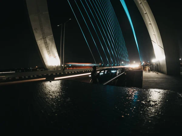 Delhi India Augusztus 2020 Signature Bridge Cantilever Spar Cable Stayed — Stock Fotó