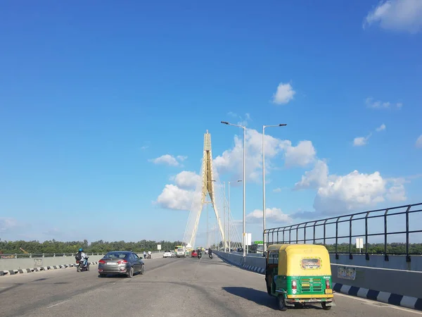 Delhi Indie Września 2020 Signature Bridge Most Podwieszany Spar Który — Zdjęcie stockowe