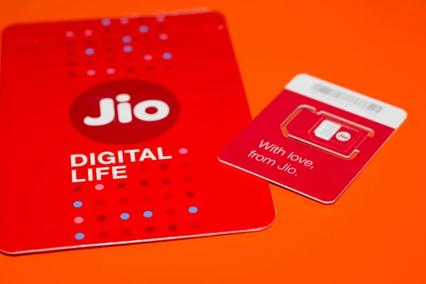 Дели Индия Октября 2020 Года Jio Sim Every Jiofi Smartphone Стоковое Изображение