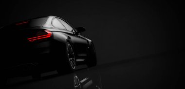 black generic luxury car, 3d illustration clipart