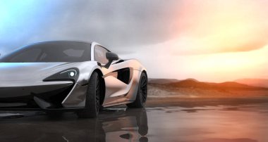 Hızlı lüks araba, 3d çizim