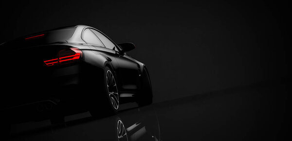 черный универсальный роскошный автомобиль, 3d иллюстрация
