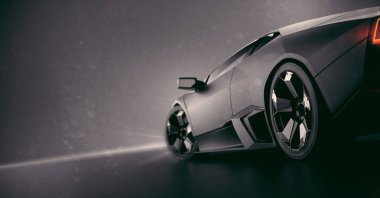 siyah genel lüks araba, 3d çizim