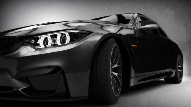 siyah genel lüks araba, 3d çizim