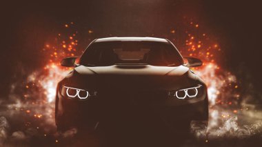 siyah genel lüks araba, 3d çizim