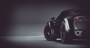 siyah genel lüks araba, 3d çizim