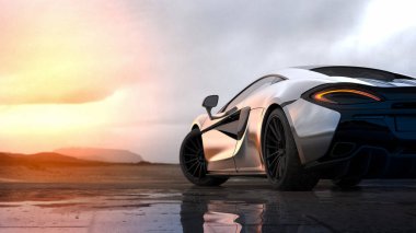 Hızlı lüks araba, 3d çizim