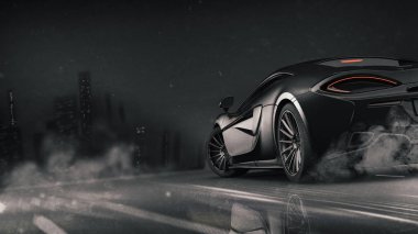 Hızlı lüks modern araba, 3d çizim