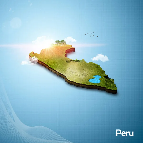 Realistisk Karta Peru Illustration Stil — Stockfoto