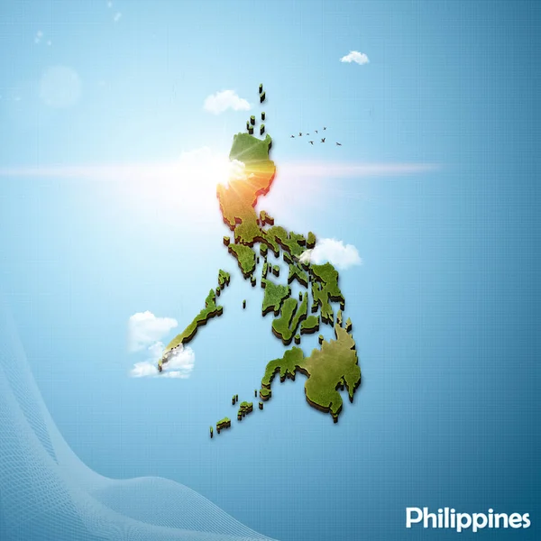 Realistic Map Philippines Illustration Island Style — Stock Photo, Image