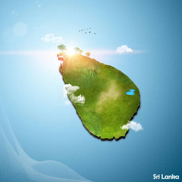 Realistische Kaart Van Sri Lanka Illustratie Eiland Stijl — Stockfoto