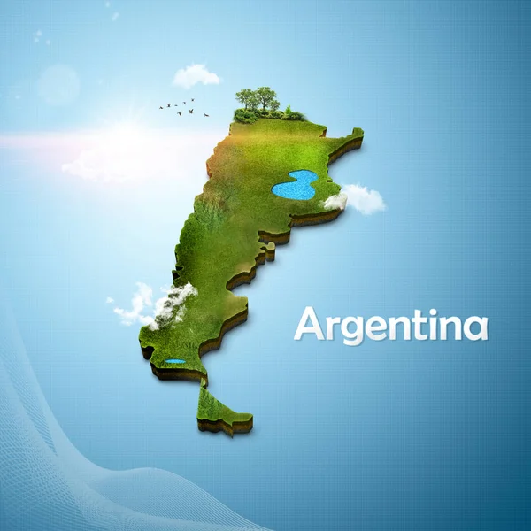 Realistic Map Argentina Illustration Island Style — Stock Photo, Image