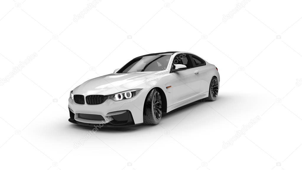 White generic luxury car, 3d illustration