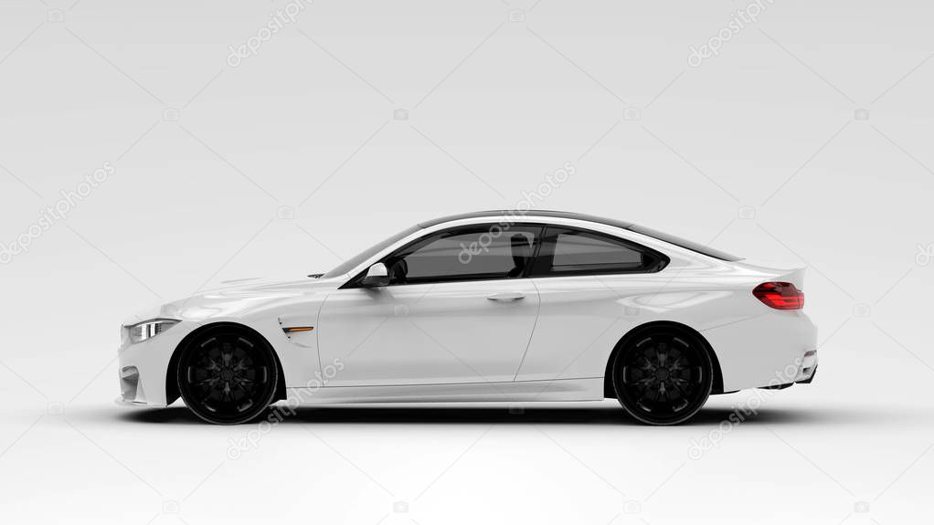White generic luxury car, 3d illustration