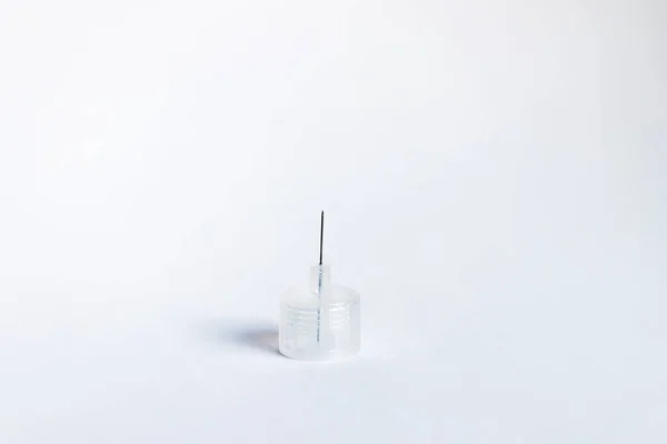 Инсулиновая Ручка Иглы Изолированы Белом Фоне Крупным Планом Концепция Диабета — стоковое фото