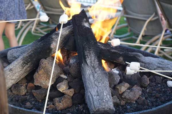 Ateş çukurunda marşmelov kızartıyorum.