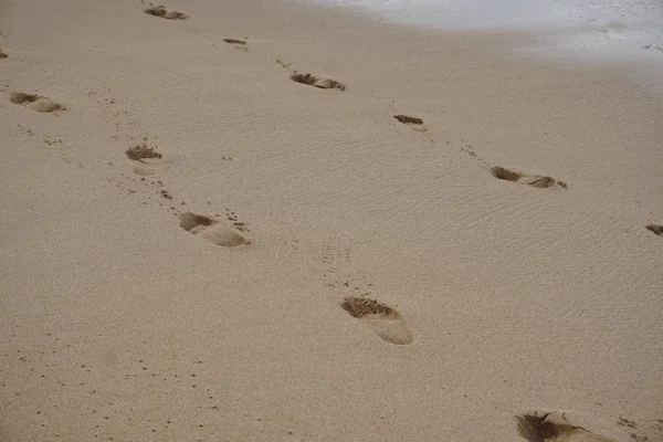 Two Sets Footprints Beach Kauai — Stock Photo, Image