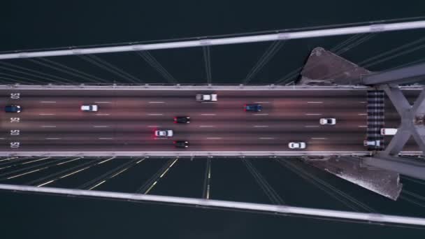 Jembatan Oakland Bay San Francisco. Jembatan udara pada hari berawan. 4K California USA — Stok Video