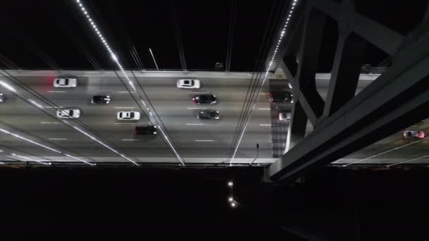 San Francisco Oakland Bay Bridge z oświetleniem nocnym. 4K Kalifornia Stany Zjednoczone — Wideo stockowe