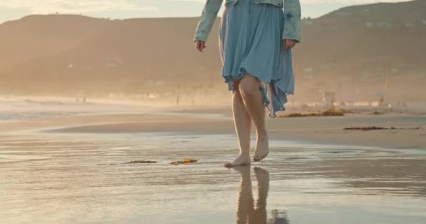 Cinematic 4K de voyageuse heureuse profitant de ses vacances d'été à Malibu — Video