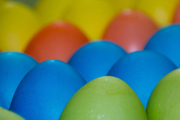 Easter colored eggs multicolour closeup