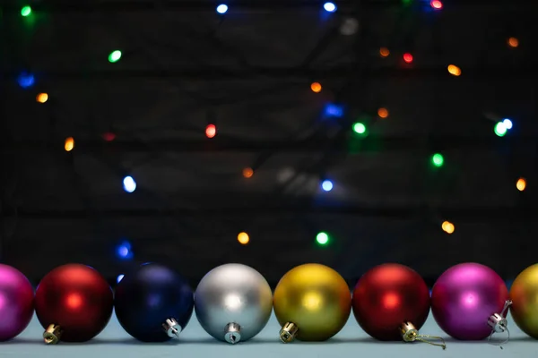 Natal Decoração Bola Luz Borrão Colorido Iluminado — Fotografia de Stock