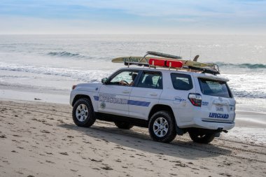 Victoria Beach, California/ABD - 20 Ocak 2019 - araç patroling Victoria Beach Laguna Beach, Orange County yakınındaki cankurtaran