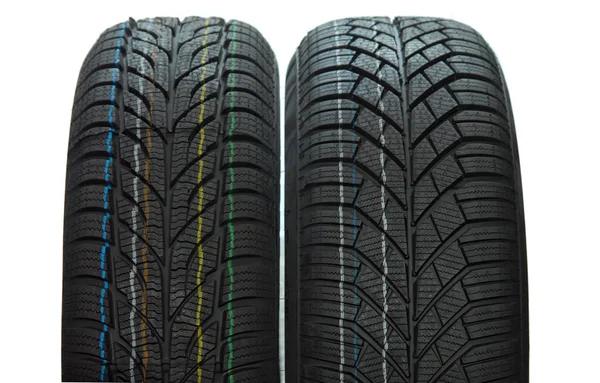 Two Winter Tires Isolated White Background — Stock Photo, Image