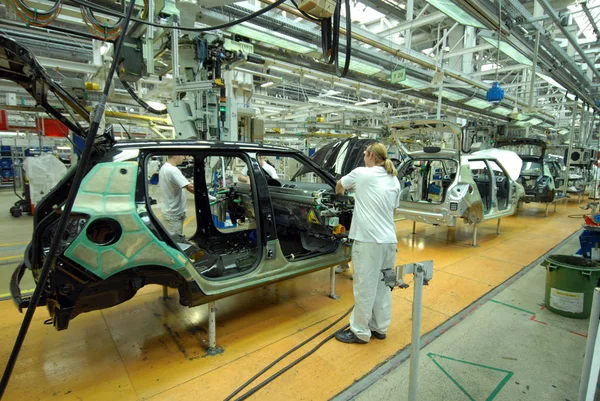 Factory Line Production Passenger Cars — Stock Photo, Image