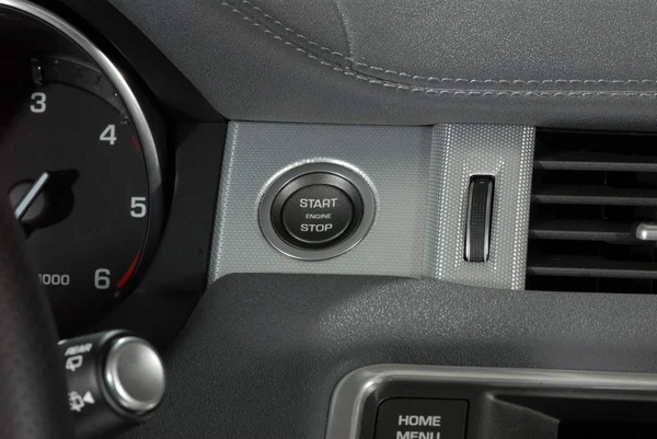 Start Stop Engine Button Modern Car Dashboard — Stock Photo, Image