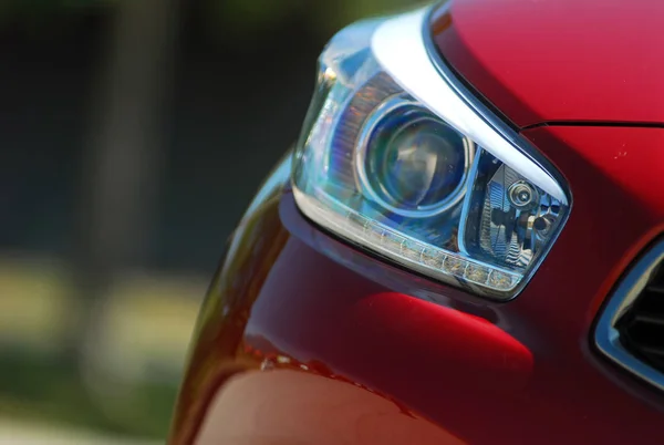 Headlight of the modern car photographed close-up