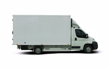 Beyaz arkaplanda beyaz minibüs izole edildi