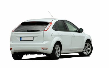 Beyaz arka plan üzerinde beyaz hatchback
