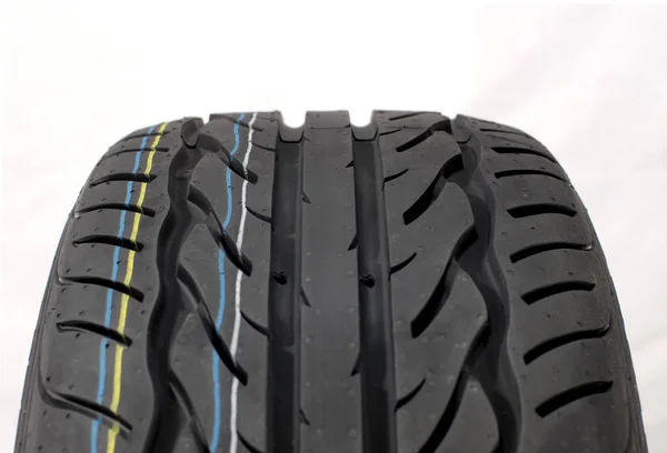 Brand New Modern Summer Car Tire Detail — Stock Photo, Image