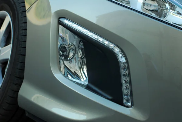 Led Headlight Detail White Modern Car — Stock Photo, Image