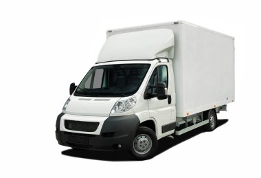 Beyaz arkaplanda beyaz minibüs izole edildi