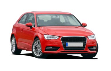 beyaz zemin üzerine kırmızı spor araba