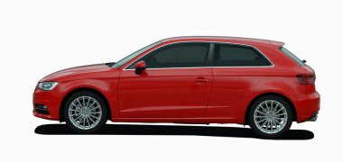 Beyaz arkaplanda kırmızı araba