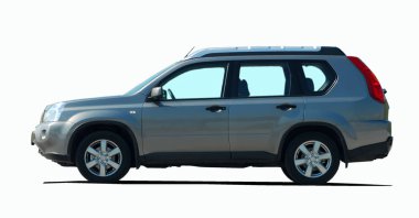 Beyaz bir arka plan üzerinde SUV