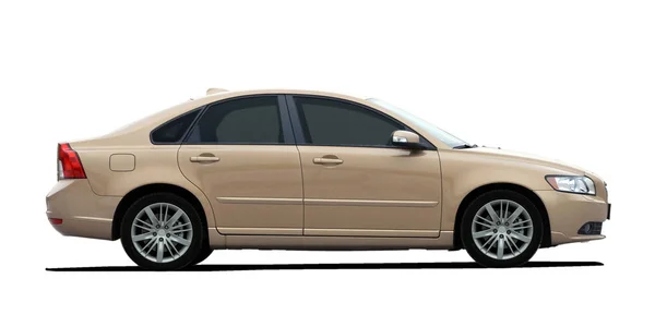 Gold Sedan White Background — Stock Photo, Image