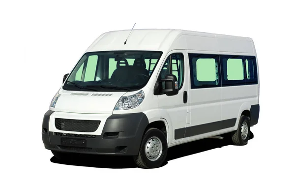 Bílé Minibus Bílém Pozadí — Stock fotografie