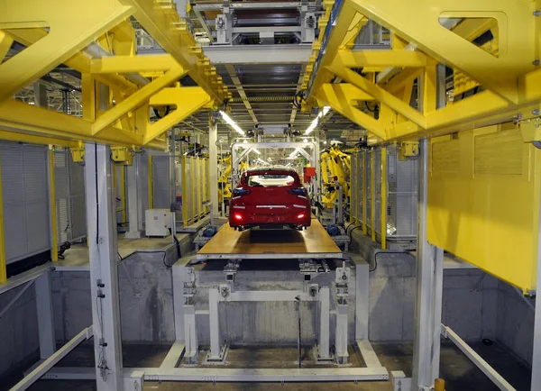 production line on which the products cars
