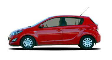 Beyaz arkaplanda kırmızı araba